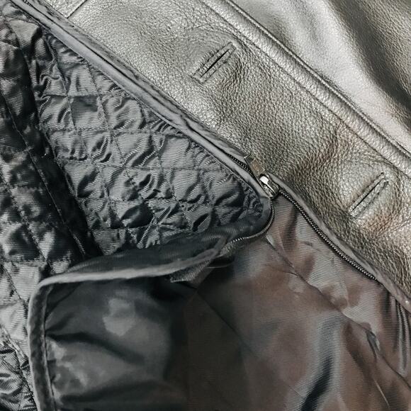 Jim & Mary Lou Leather Jacket Mens XL Black 3M Thinsulate Car Coat Quilted Lined - Picture 14 of 16